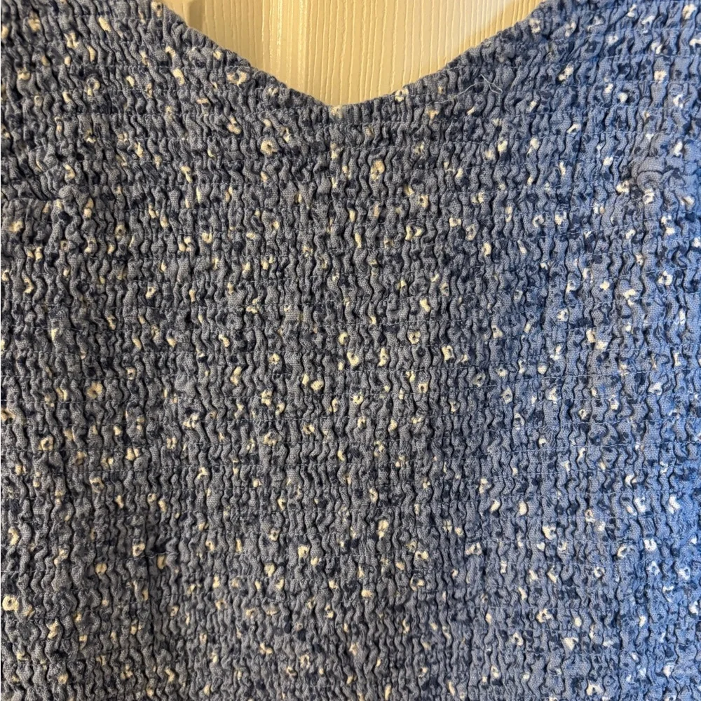 Abercrombie & Fitch Blue and White Cropped Shirt Medium